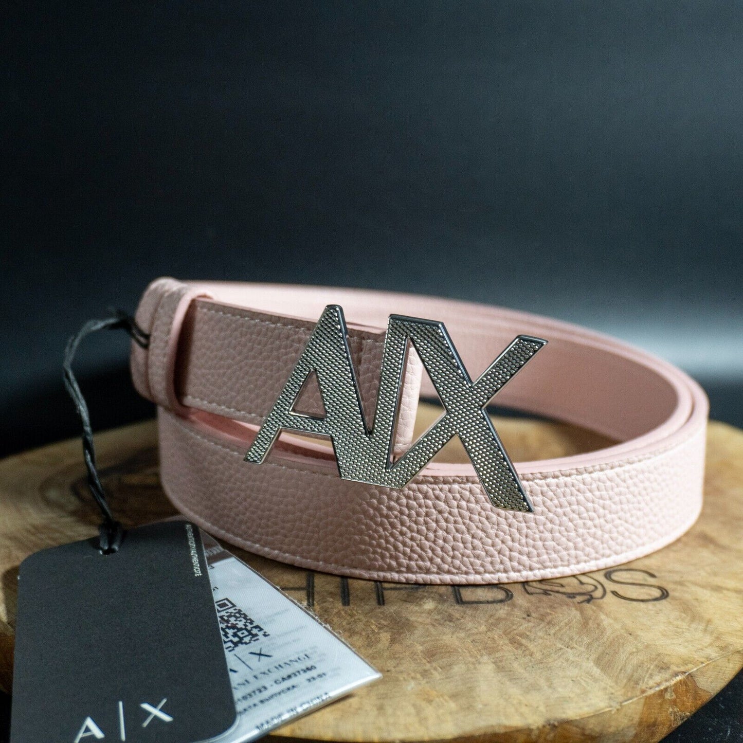 Armani Exchange Womens Belt Faux Leather Signature Buckle Pink S941134