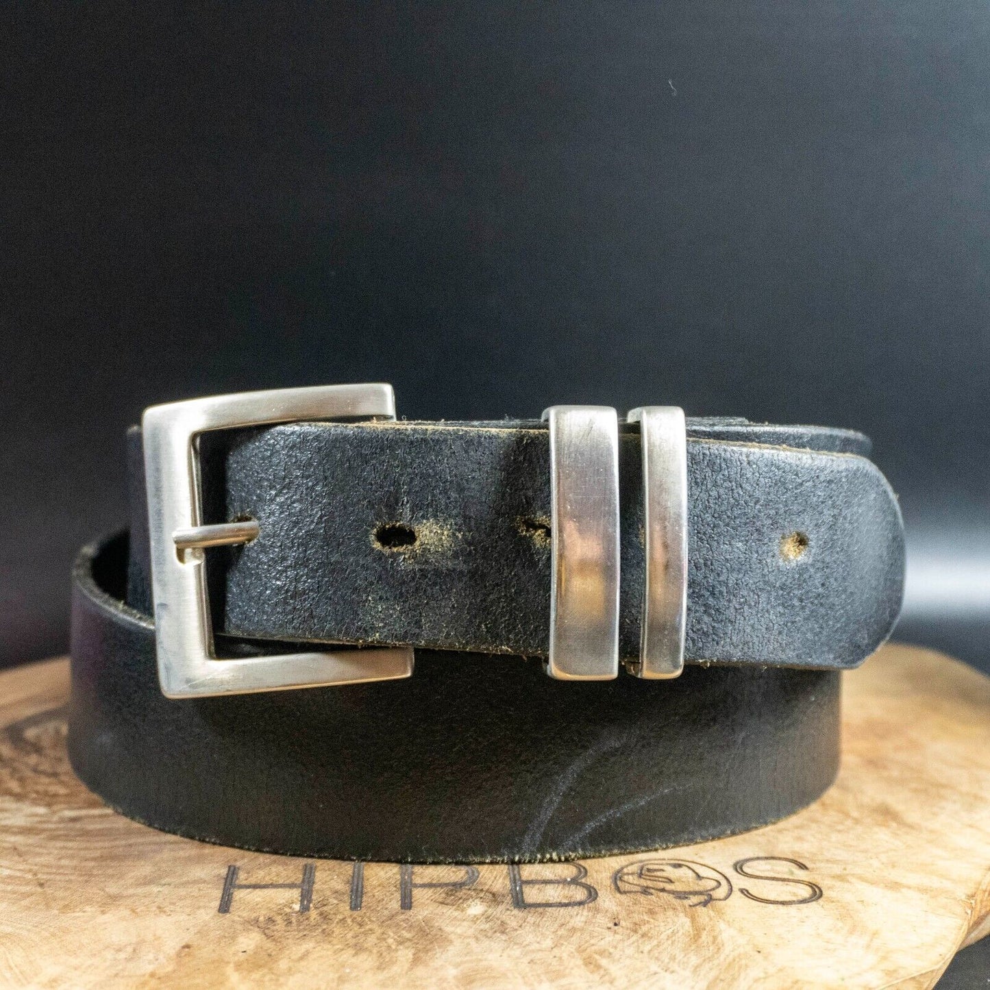 Vintage Mens Belt Handmade Leather Jeans Belt Black Size 30