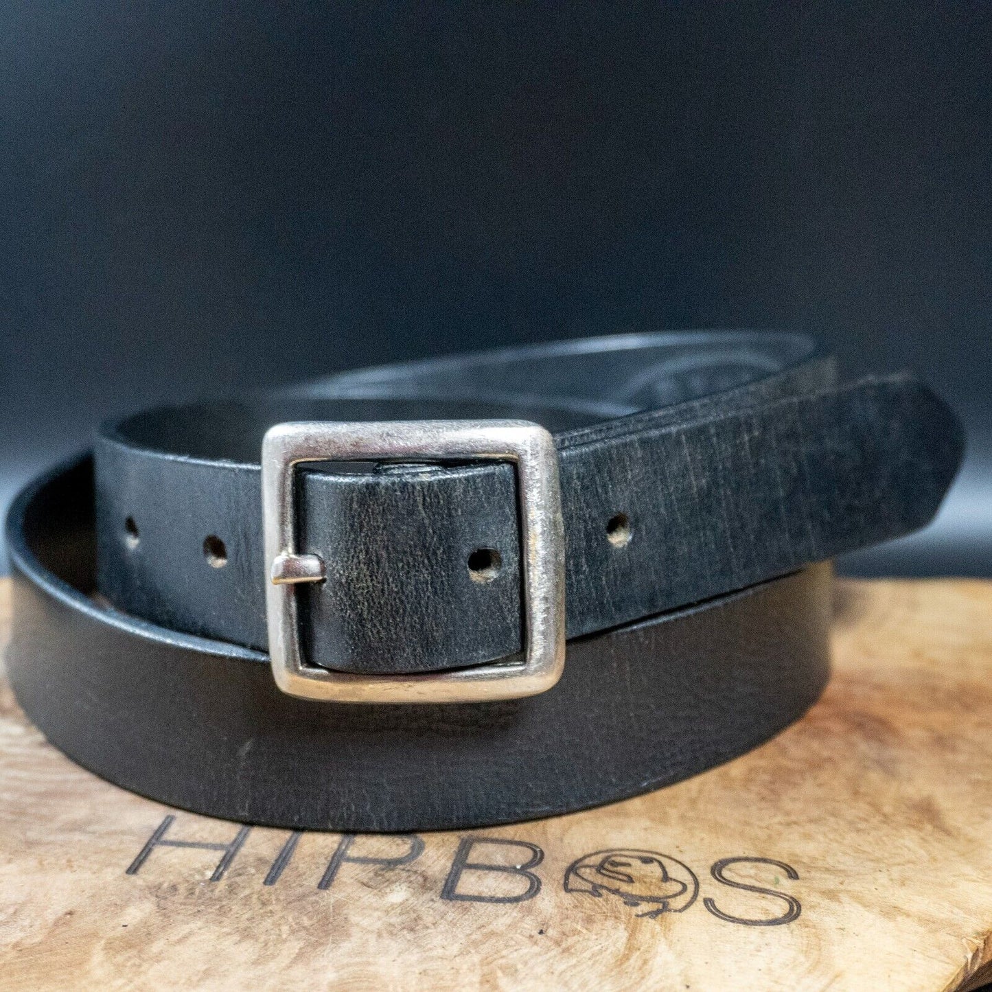 Bison Mens Womens Belt Vintage Leather Jeans Belt Black Size 36 - VintageThing