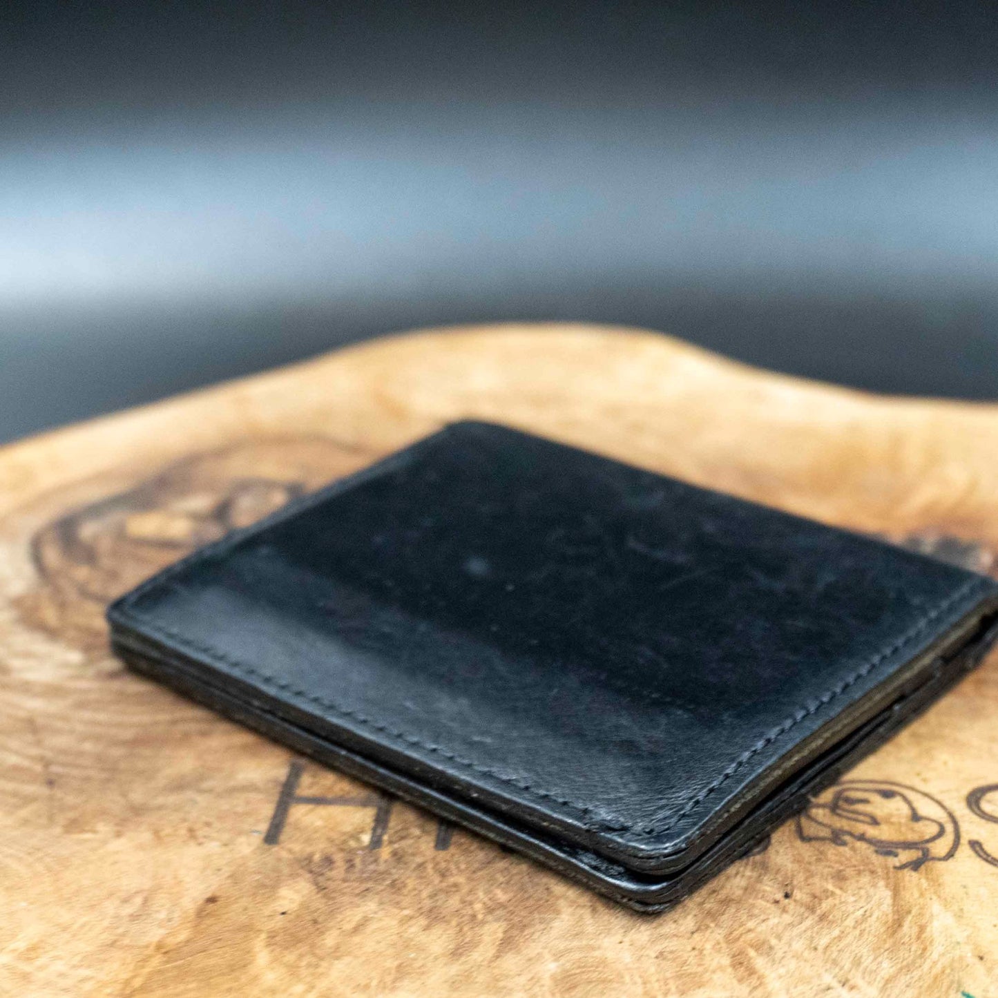 Vintage Mens Wallet Handmade Bifold Leather Card Wallet Black