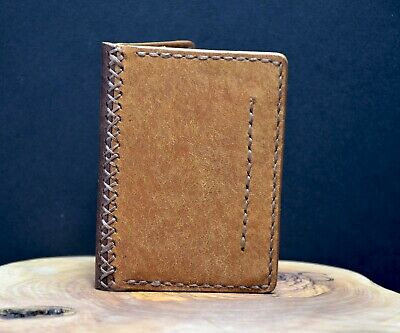 Vintage Handmade Mens Womens Leather Card Holder Wallet Brown