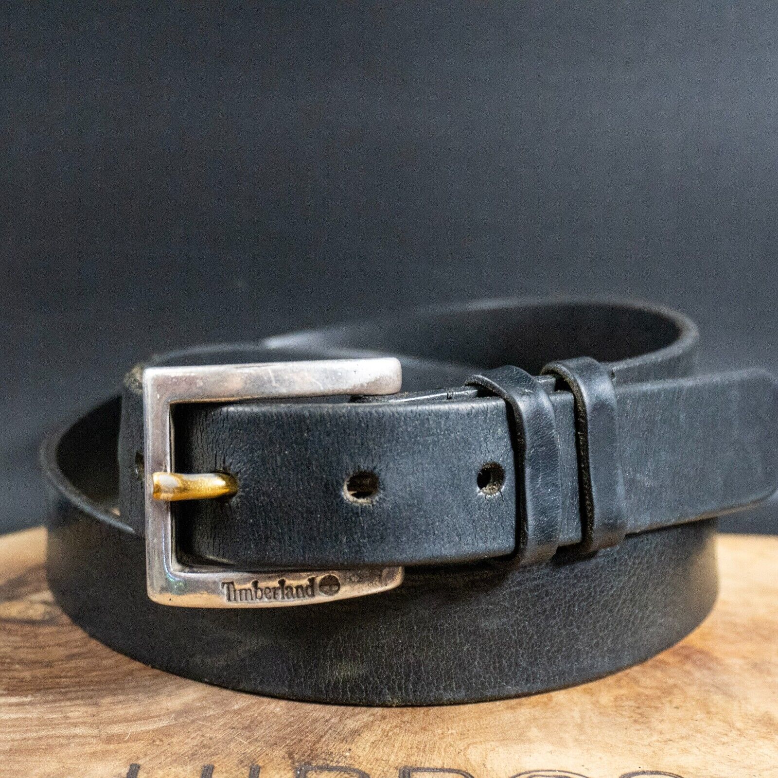 Timberland Vintage Mens Womens Belt Leather Jeans Belt Black Size 34 - VintageThing