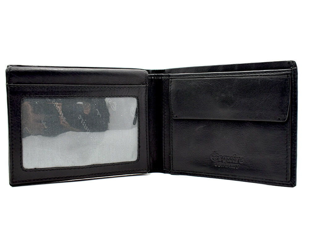 Esquire Germany Mens Bifold Leather Wallet with Removable Card Holder Black