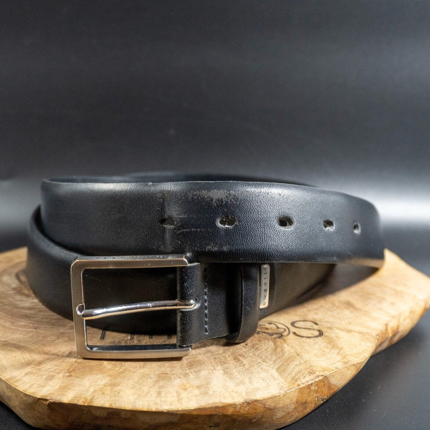 Bugatti Mens Leather Belt Classic Jeans Belt Black Size 32 - VintageThing