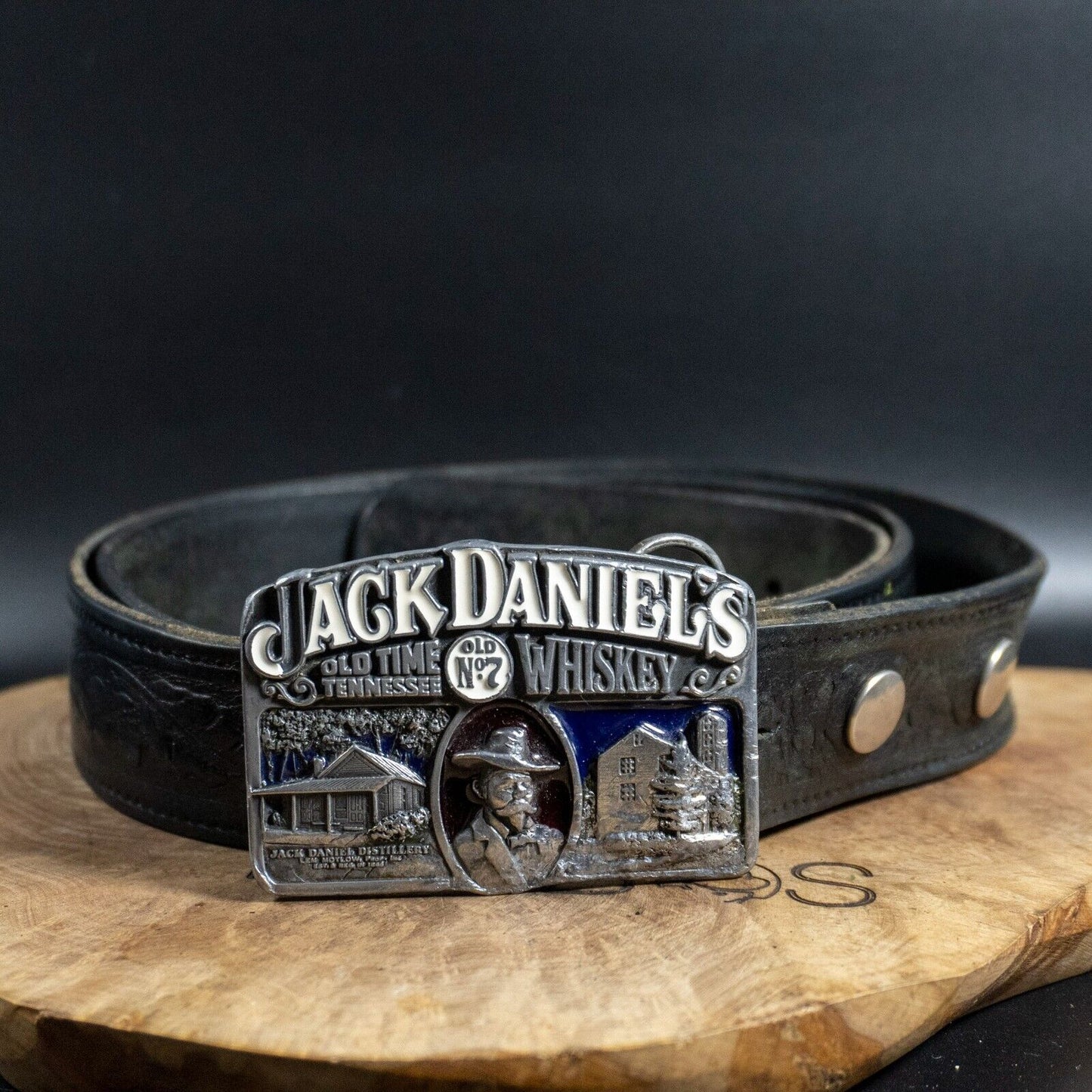 Vintage Mens Belt Handmade Vintage Leather Jeans Belt With JD Buckle Size 42 - VintageThing