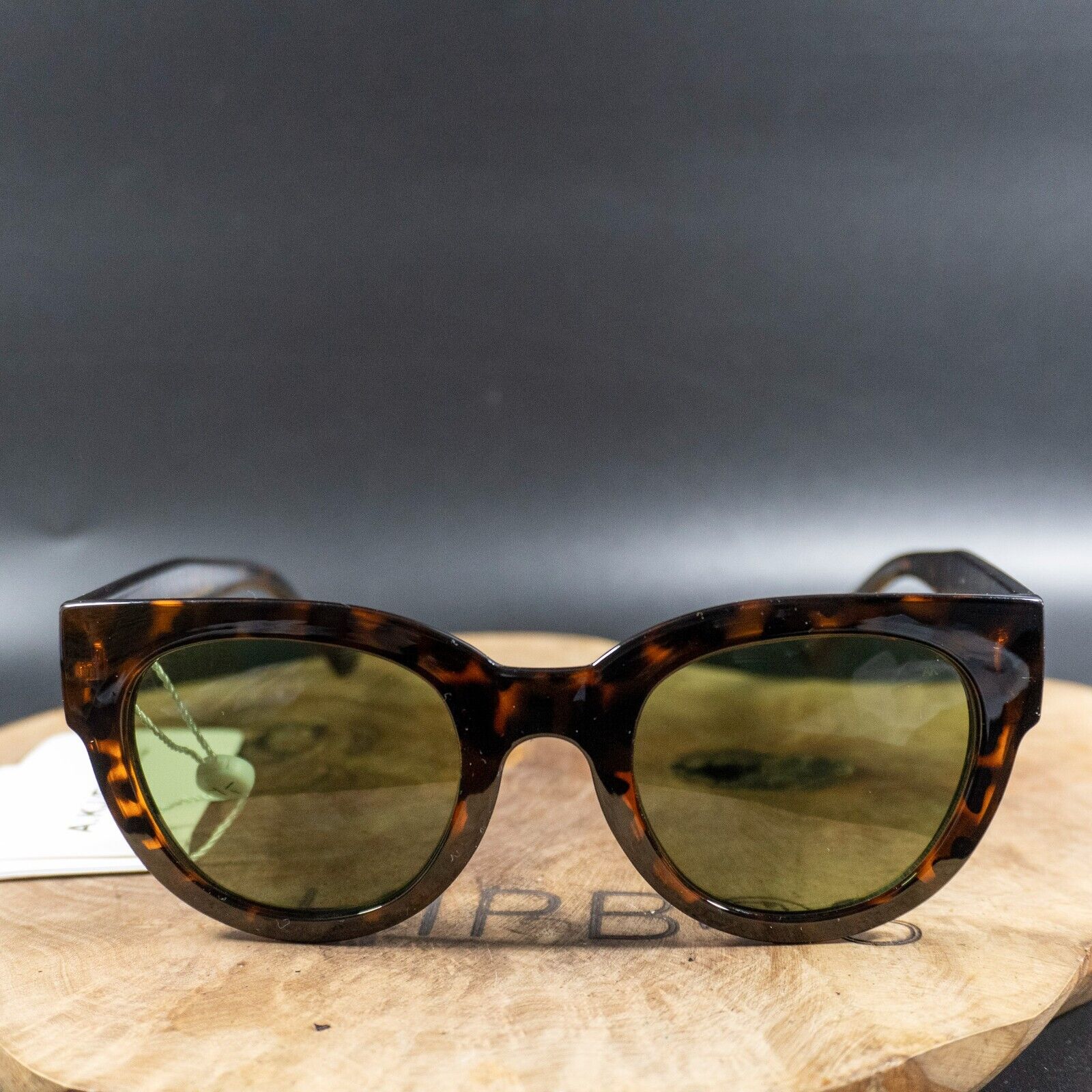 A. Kjaerbede Womens Sunglasses Lilly KL2215-005 Demi Tortoise Frame Green Lenses - VintageThing