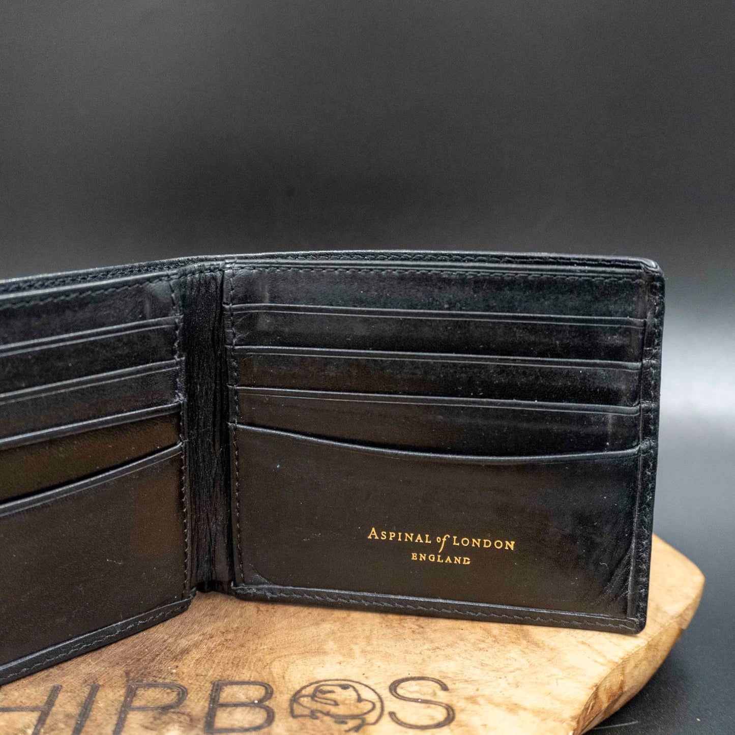 Aspinal of London Mens Wallet Vintage Leather Bifold Card Wallet Black
