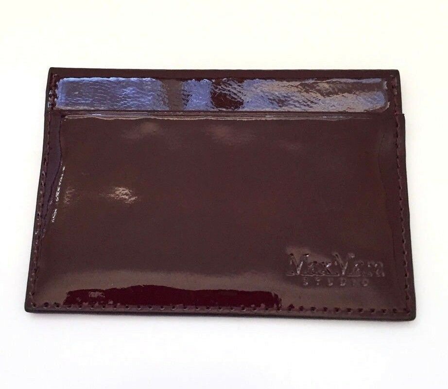 MaxMara Studio Leather Card Holder Wallet Cherry