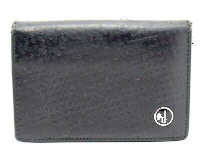 Authentic Dunhill Leather Bifold Card Business Card Holder Wallet Black