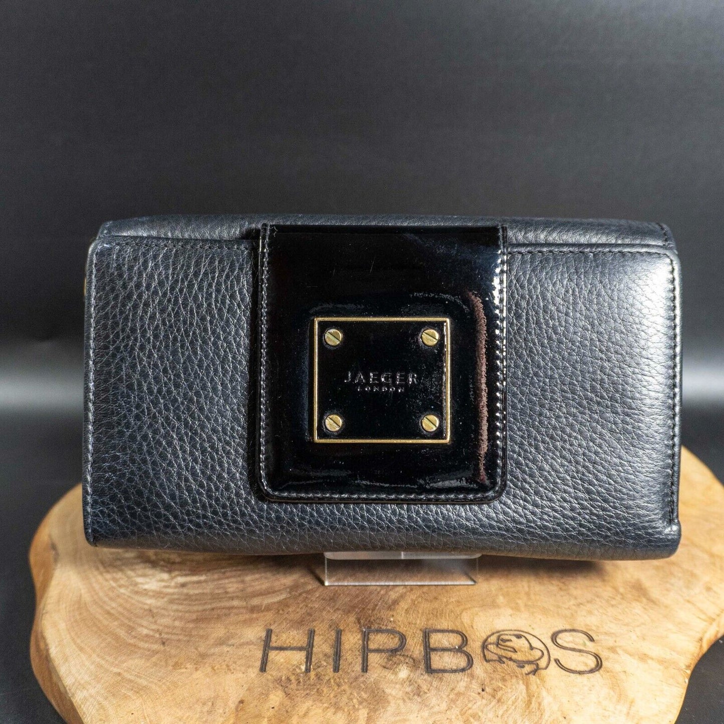Jaeger Womens Purse Wallet Leather Snap Closure Wallet Large Size Black