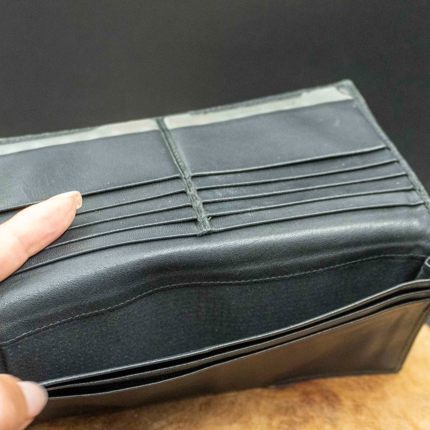 Porsche Design Mens Wallet Leather Bifold Card Wallet Long Wallet Black