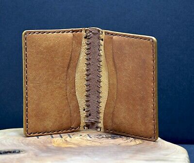 Vintage Handmade Mens Womens Leather Card Holder Wallet Brown