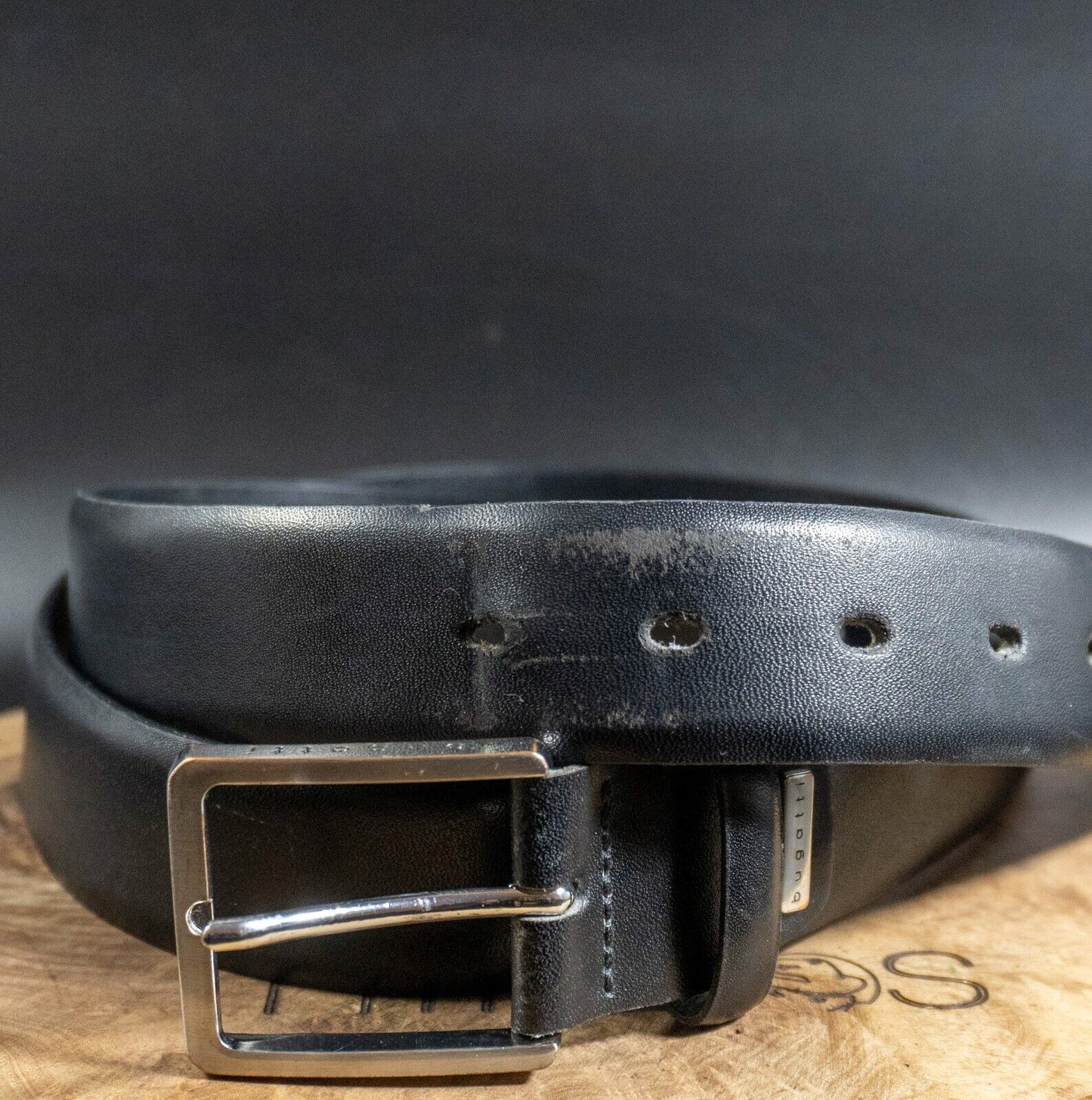 Bugatti Mens Leather Belt Classic Jeans Belt Black Size 32 - VintageThing