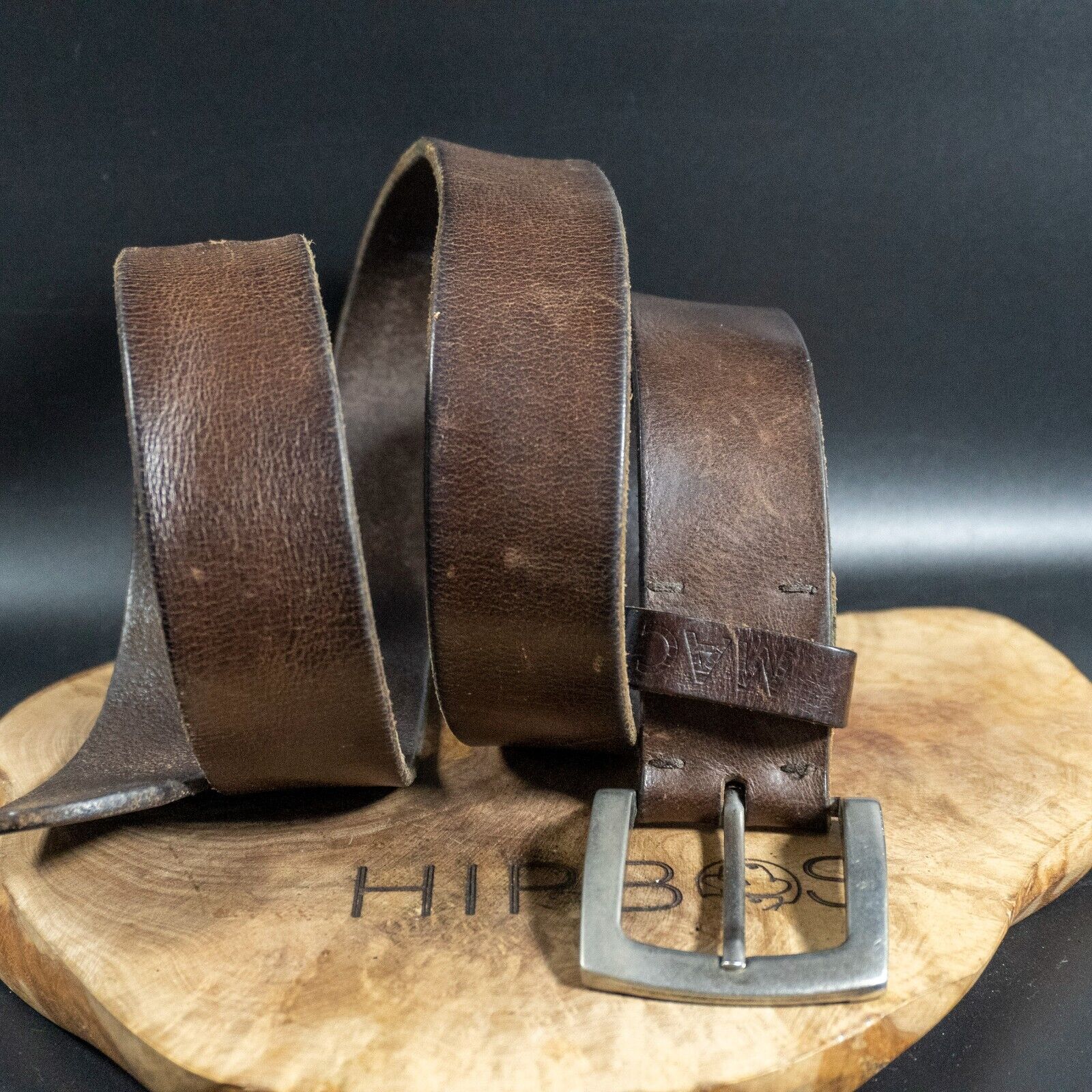 Vintage Mens Belt Handmade Vintage Leather Jeans Belt Brown Size 40 - VintageThing