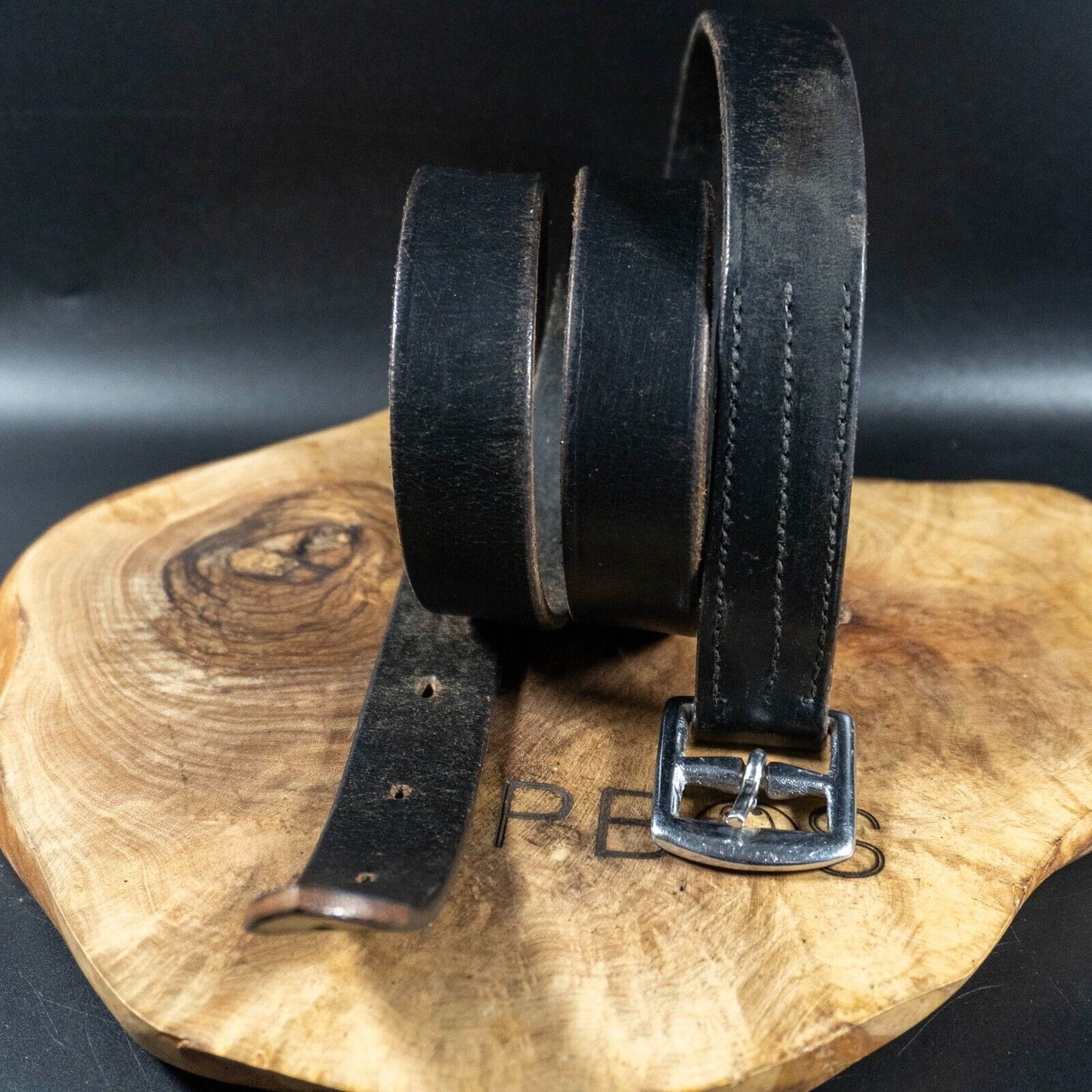 Vintage Mens Womens Belt Handmade Leather Jeans Belt Black Size 34