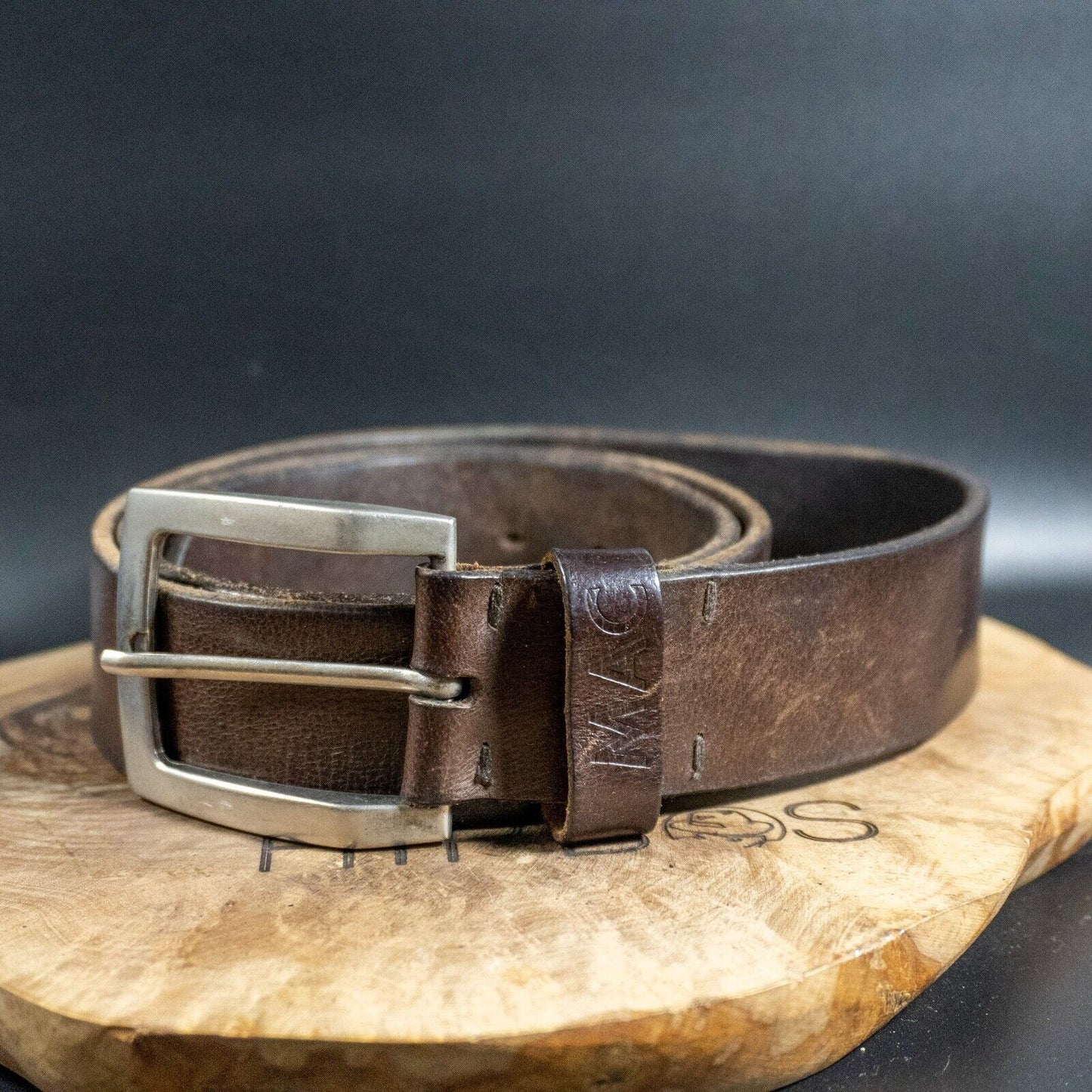 Vintage Mens Belt Handmade Vintage Leather Jeans Belt Brown Size 40 - VintageThing