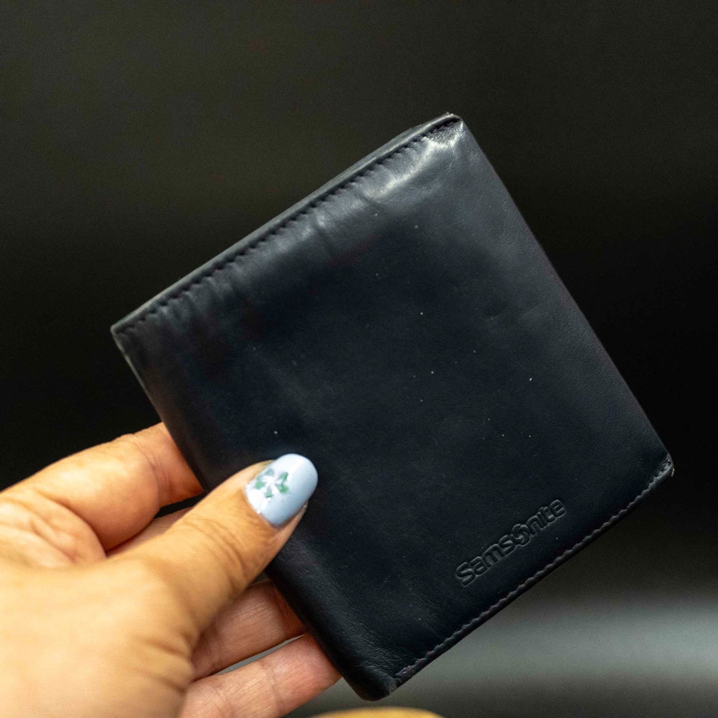 Samsonite Mens Bifold Leather Wallet with ID Window Blue