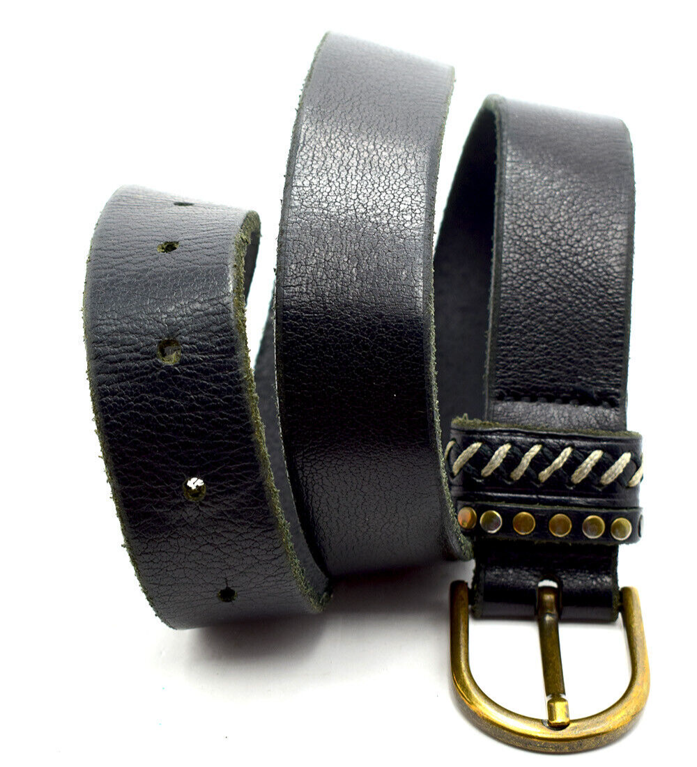 Sud Express Womens Belt Vintage Leather Jeans Belt Black Size 30