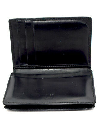 Authentic Dunhill Leather Bifold Card Business Card Holder Wallet Black