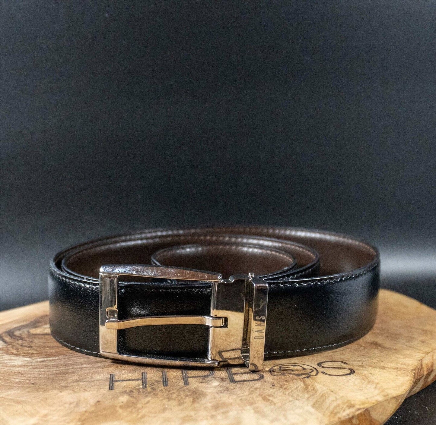 DAKS Mens Belt Leather Handcrafted Belt Classic Jeans Belt Black Size 34