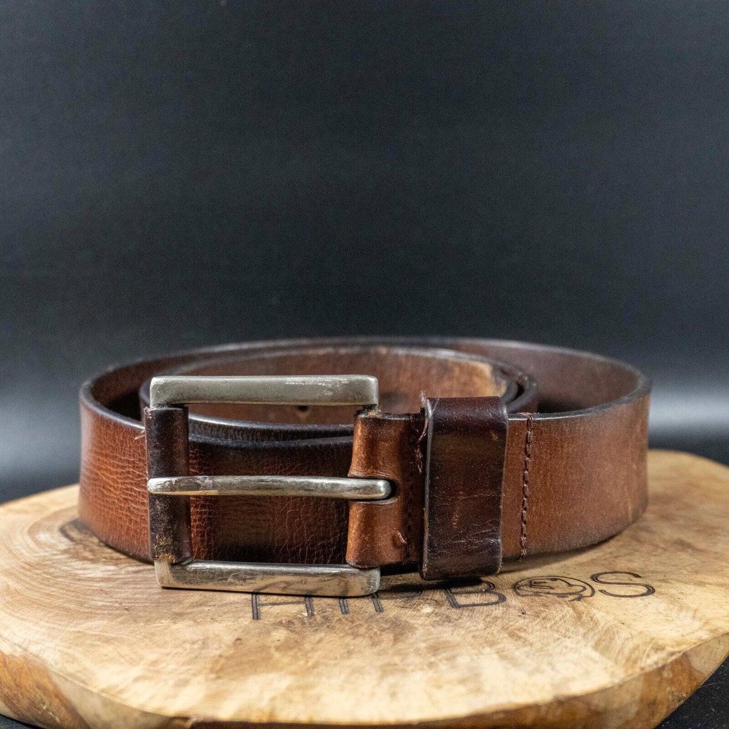 Vintage Mens Belt Handmade Leather Jeans Belt Brown Size 38