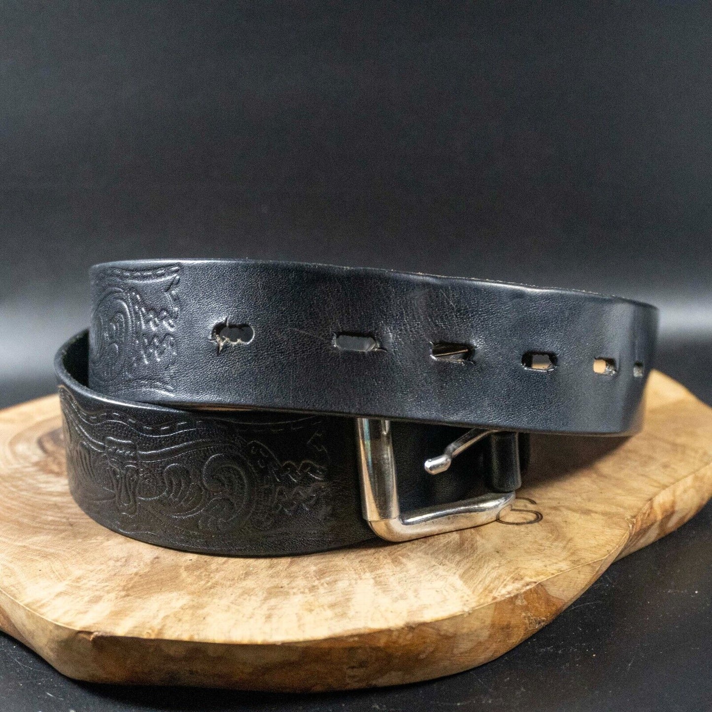 Vintage Mens Womens Belt Handmade Leather Jeans Belt Black Size 30