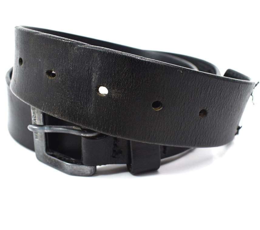 XDYE Mens Belt Vintage Leather Jeans Belt Black Size 34