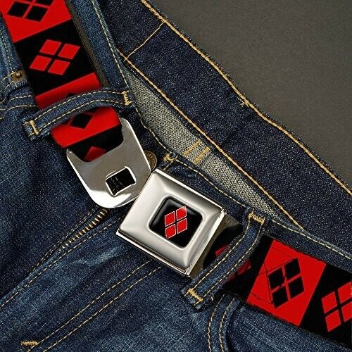 Buckle Down Fabric Webbing Belt Harley Quinn Diamonds Seatbelt Belt Size Regular