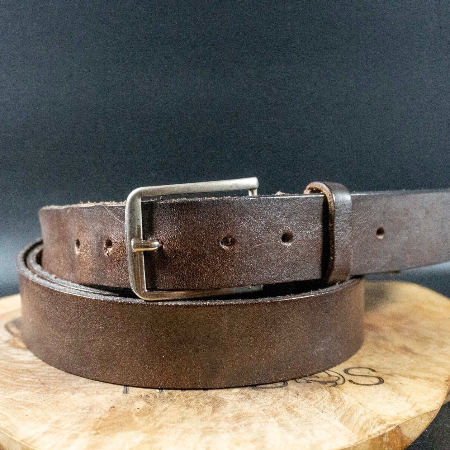 Mariovieri Mens Belt Vintage Italian Leather Jeans Belt Brown Size 48