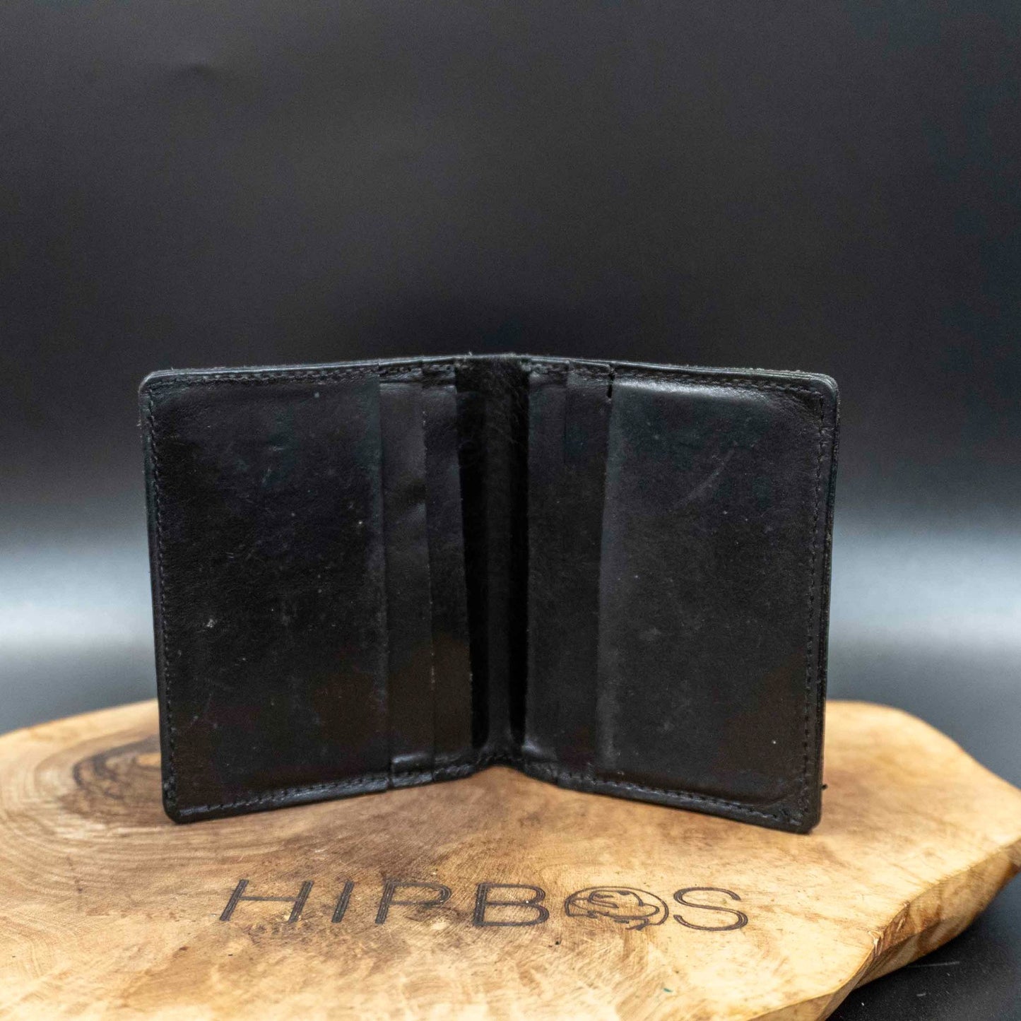 Vintage Mens Wallet Handmade Bifold Leather Card Wallet Black