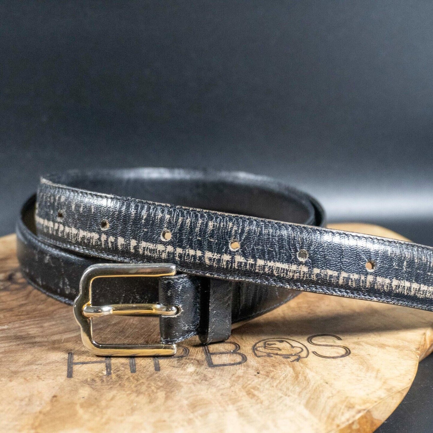 Emilio Carducci Womens Belt Vintage Leather Jeans Belt Black Size 30