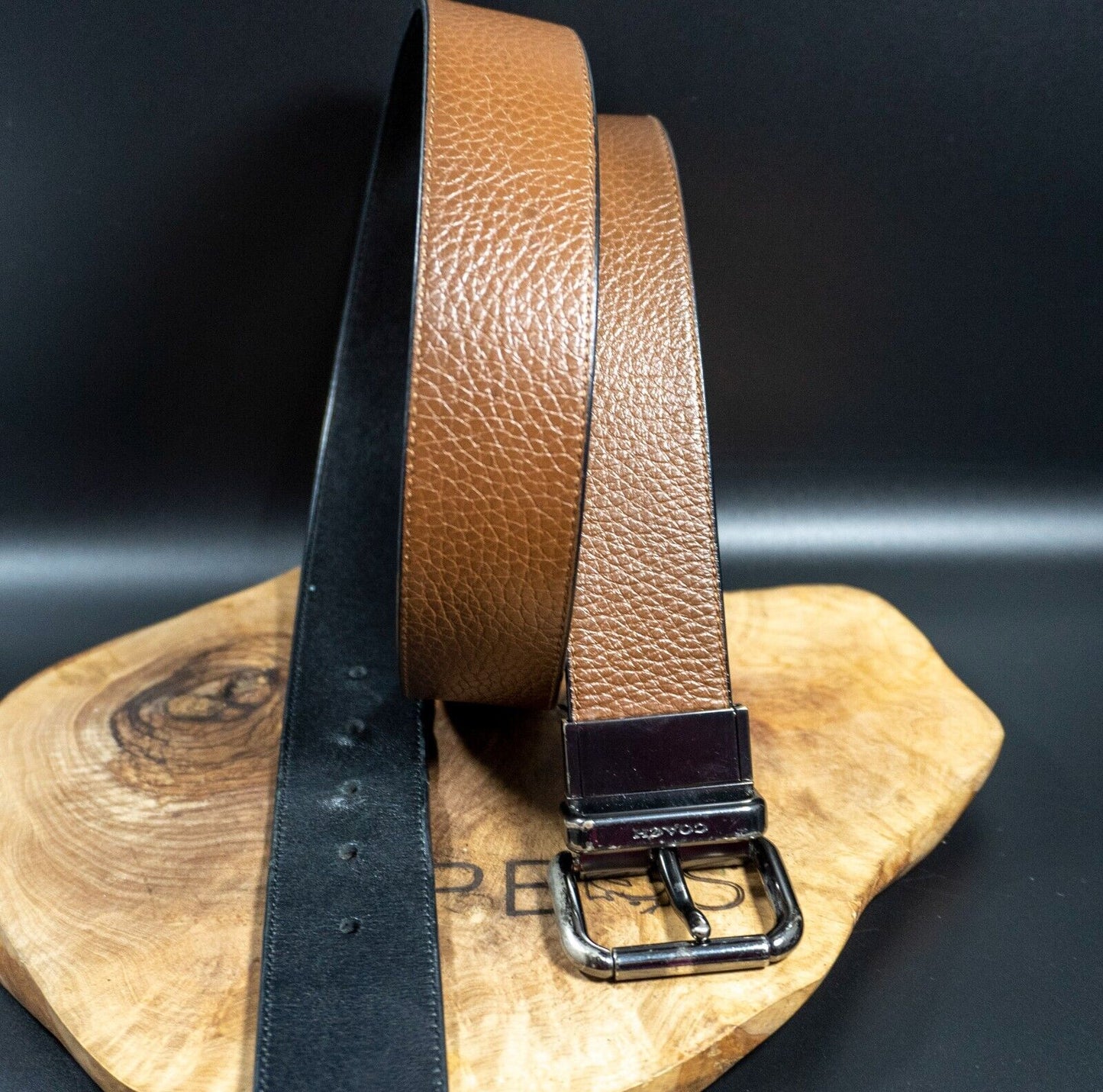 Coach Mens Belt Authentic Reversible Leather Belt Brown Black Size 38