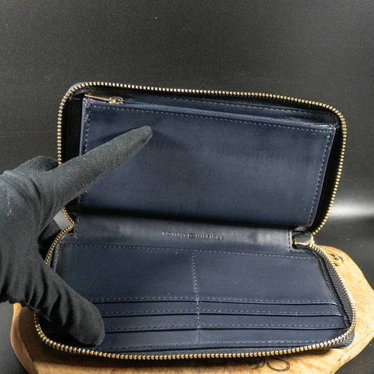 Tommy Hilfiger Wallet Purse Large Zip Around Clutch Wallet Blue