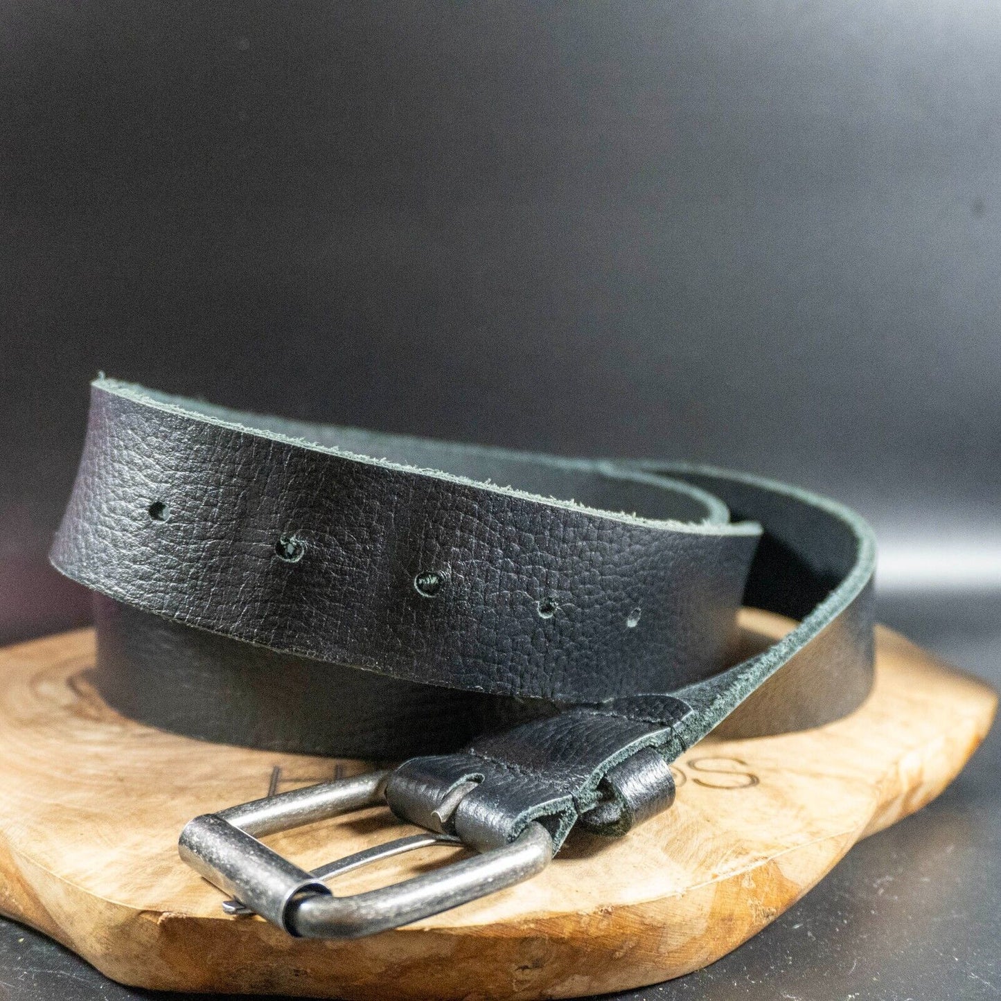 Vintage Mens Belt Handmade Leather Jeans Belt Black Size 38