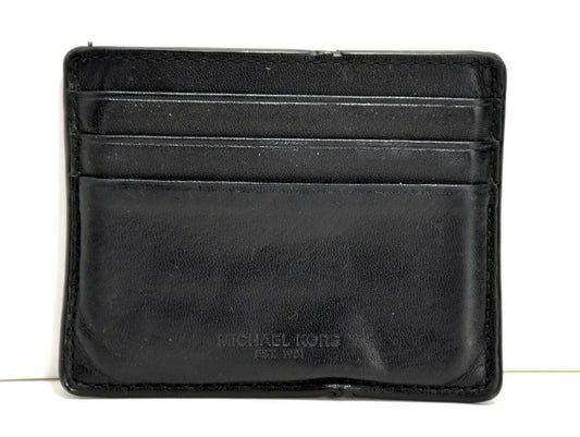 Authentic Michael Kors Mens Leather Card Wallet Holder Black