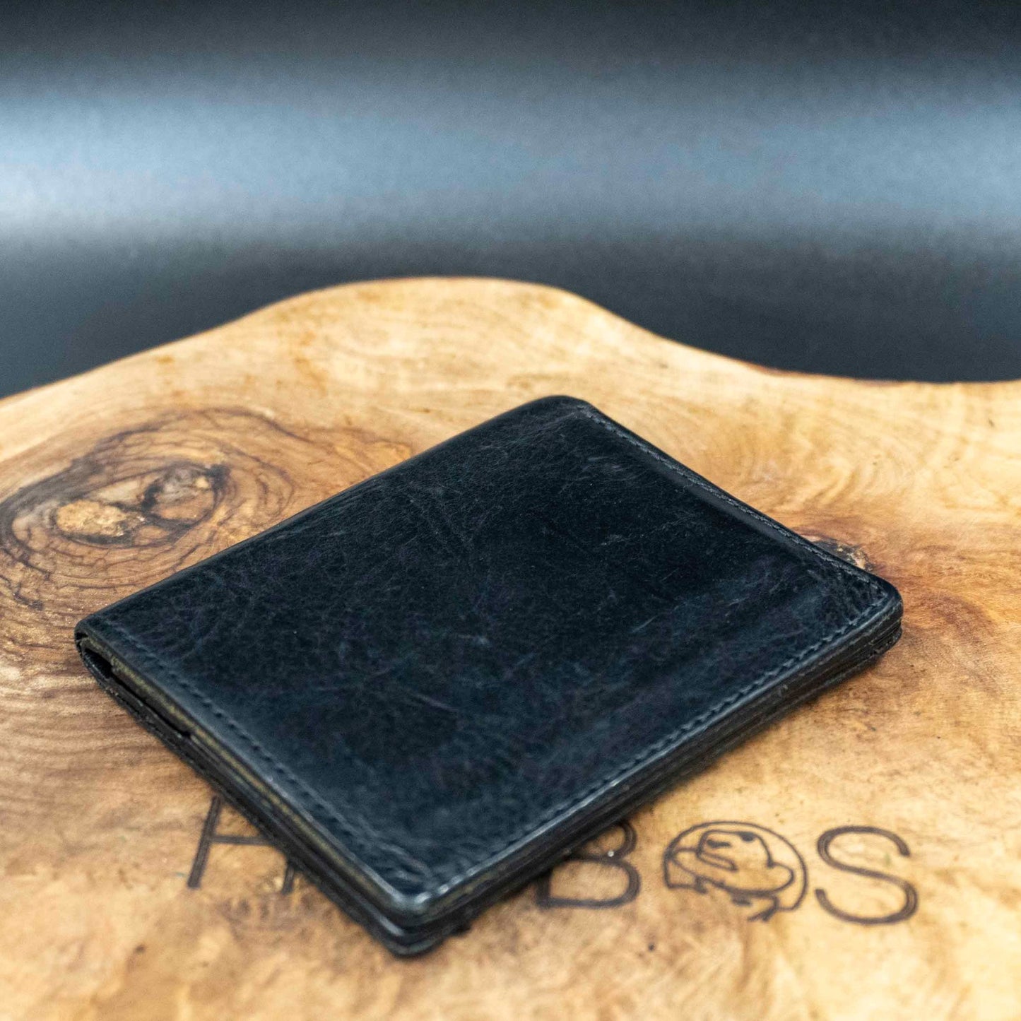 Vintage Mens Wallet Handmade Bifold Leather Card Wallet Black