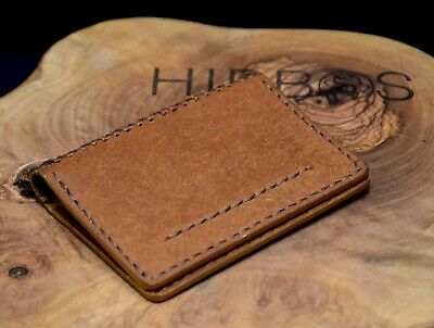 Vintage Handmade Mens Womens Leather Card Holder Wallet Brown