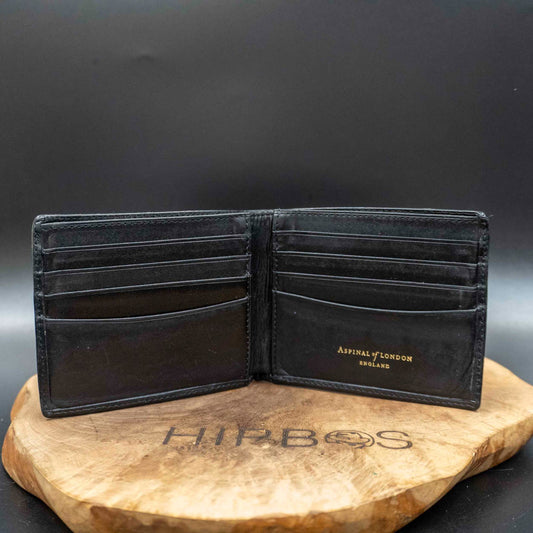 Aspinal of London Mens Wallet Vintage Leather Bifold Card Wallet Black