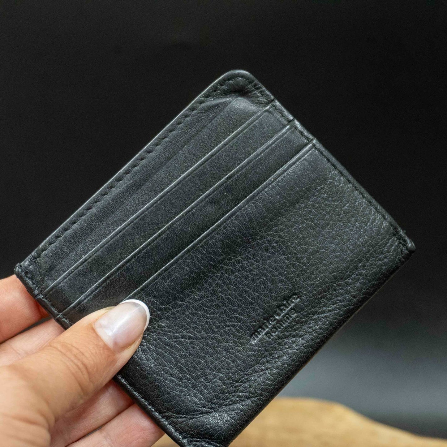 Marie Claire Homme Mens Card Wallet Vintage Leather Card Wallet Black