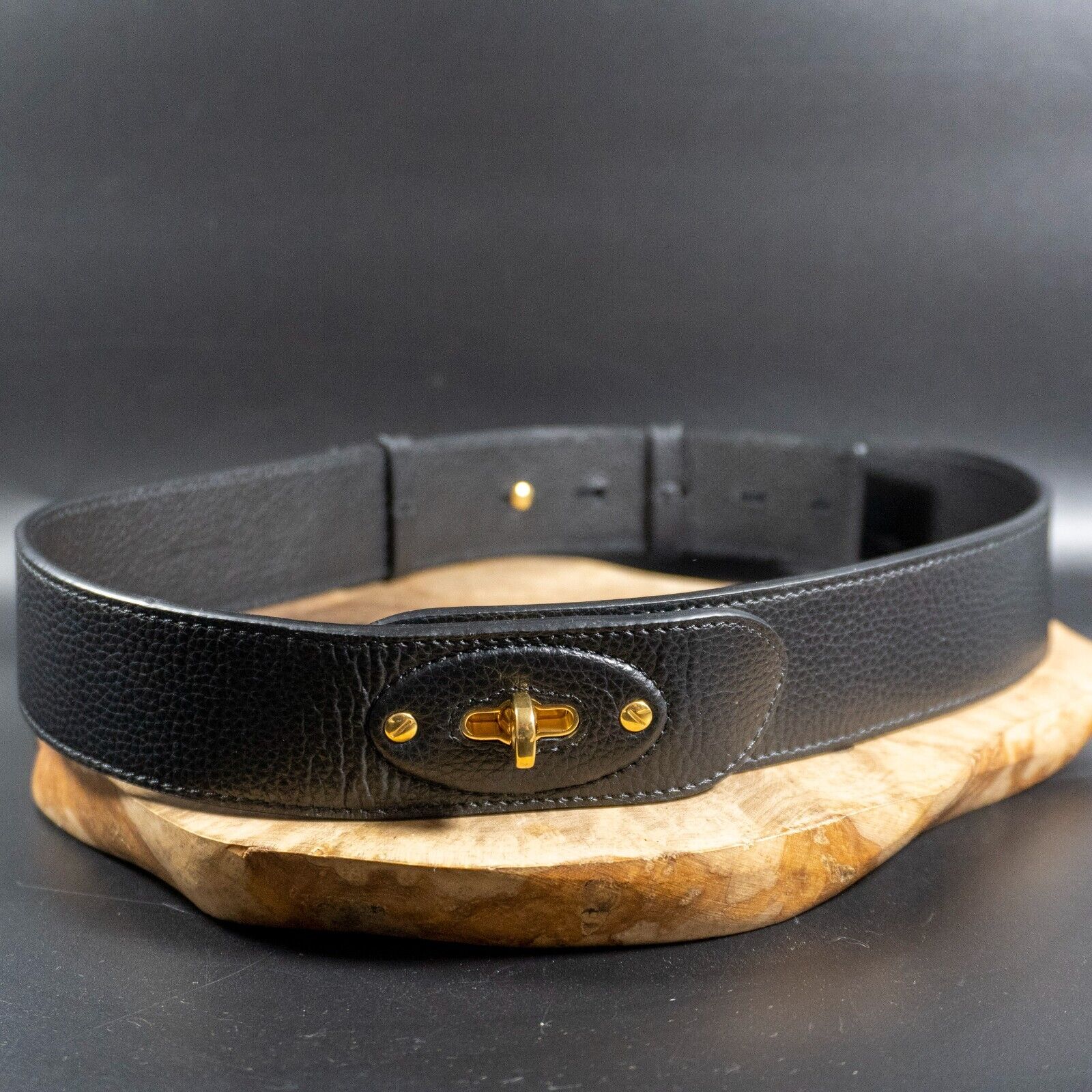 Mulberry Womens Belt Darley Waist Belt Leather Belt Black Authentic Size S - VintageThing