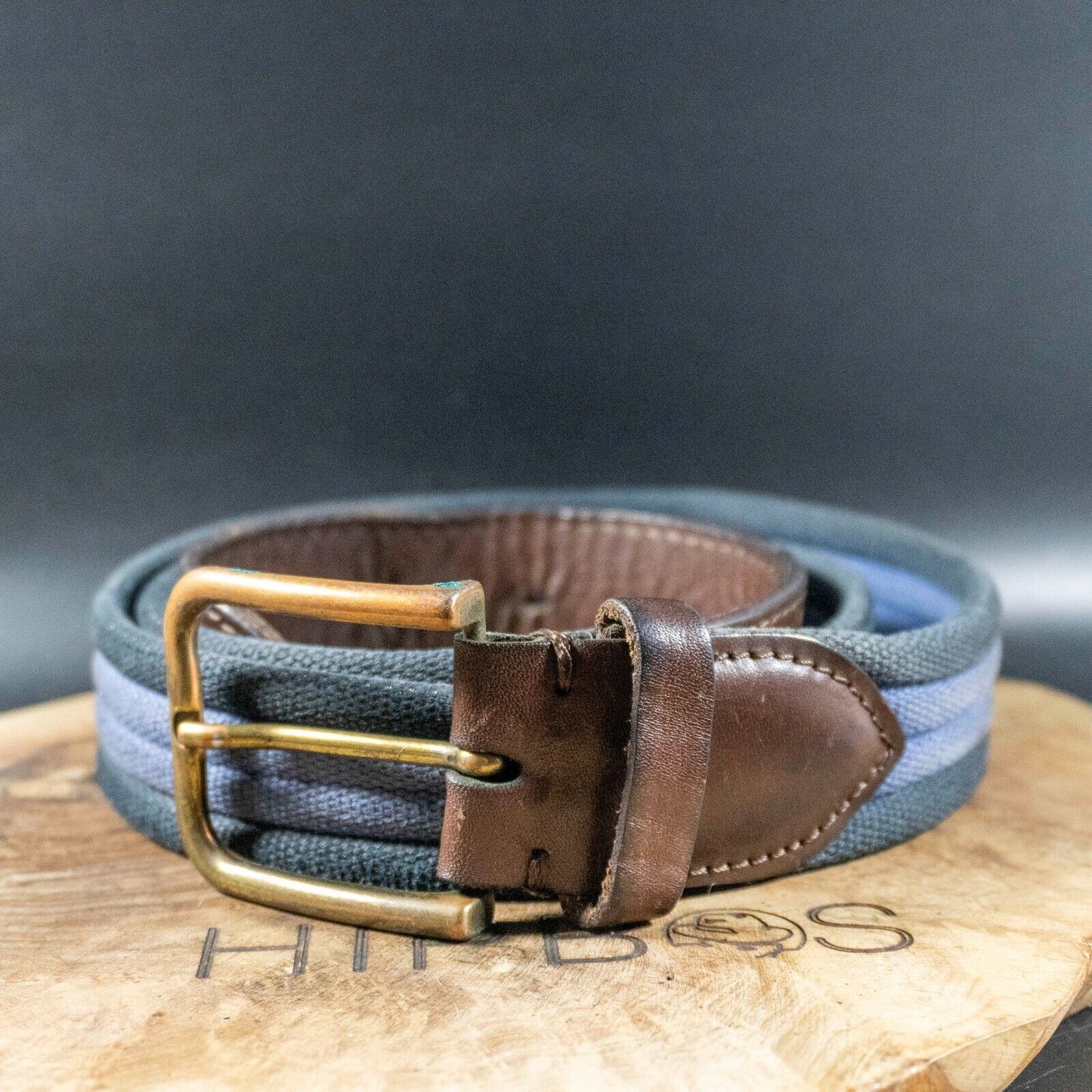 Massimo Dutti Mens Belt Vintage Fabric and Leather Jeans Belt Size 42