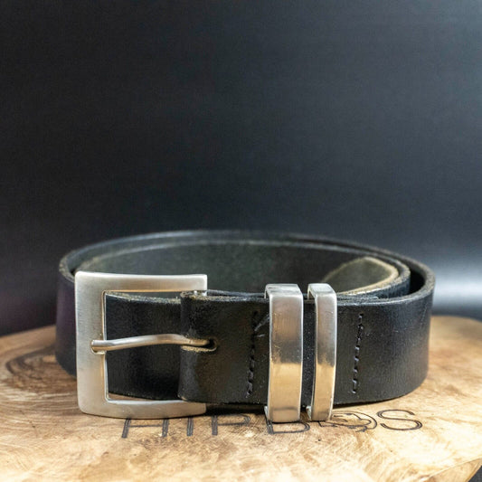 Vintage Mens Belt Handmade Leather Jeans Belt Black Size 30