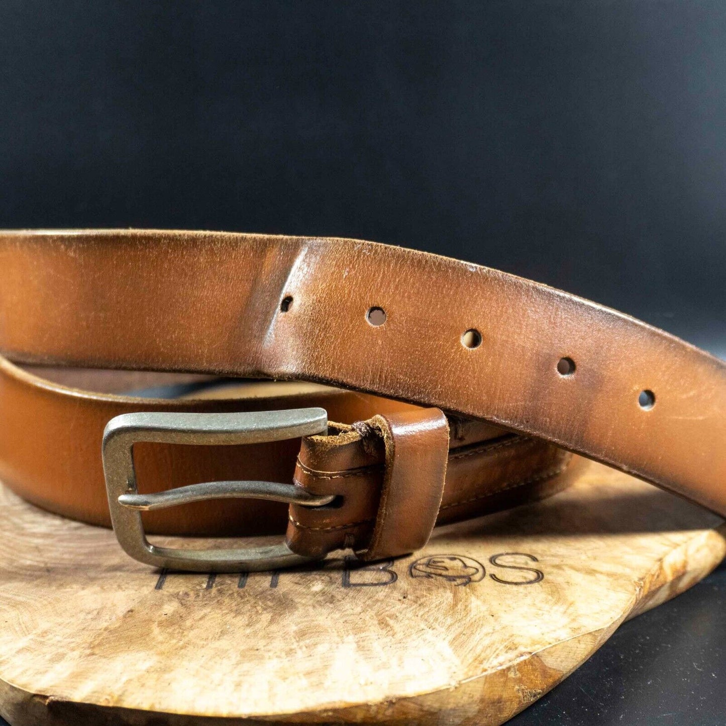 Mantaray Mens Belt Vintage Leather Jeans Belt Brown Size 42