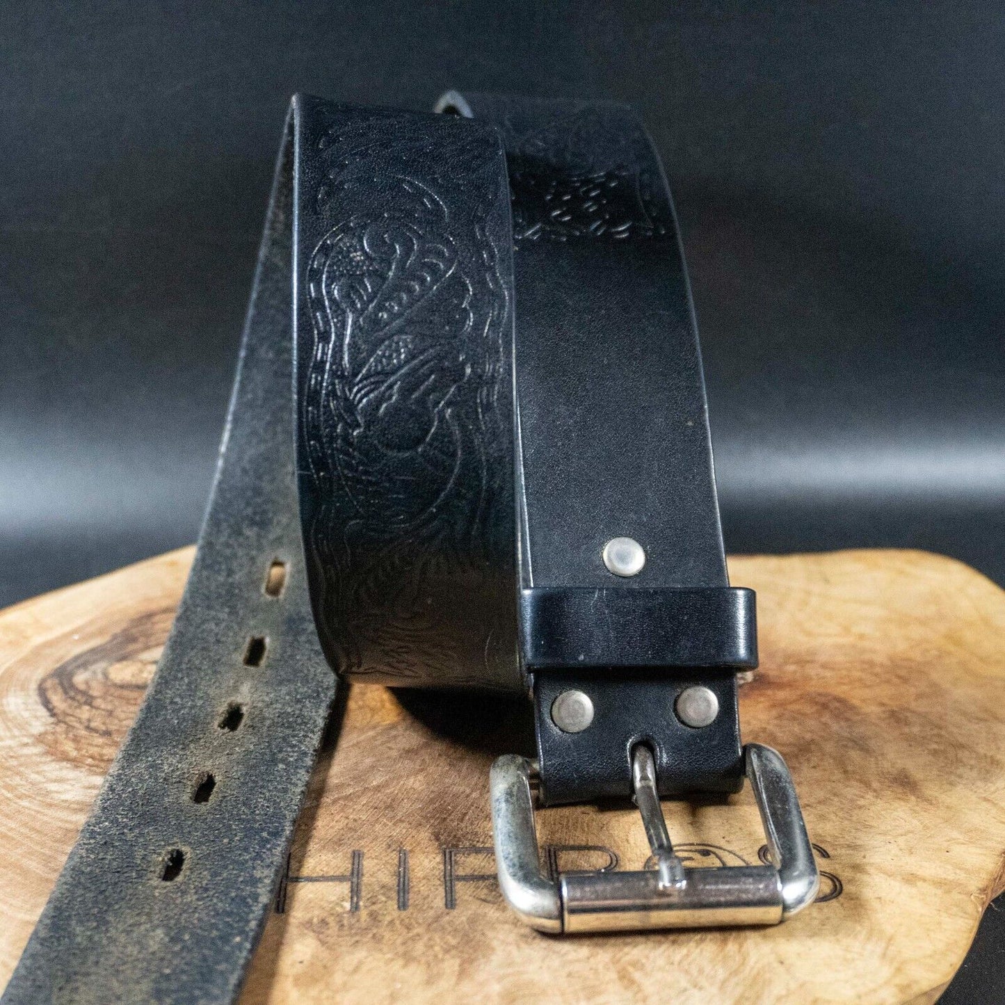 Vintage Mens Womens Belt Handmade Leather Jeans Belt Black Size 30