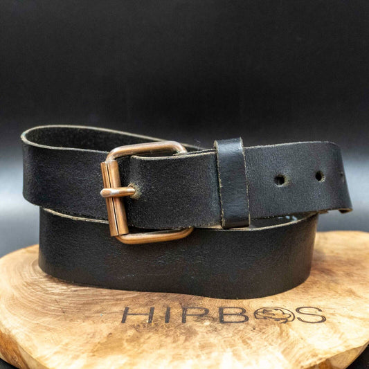 Vintage Mens Belt Handmade Leather Jeans Belt Black Size 34