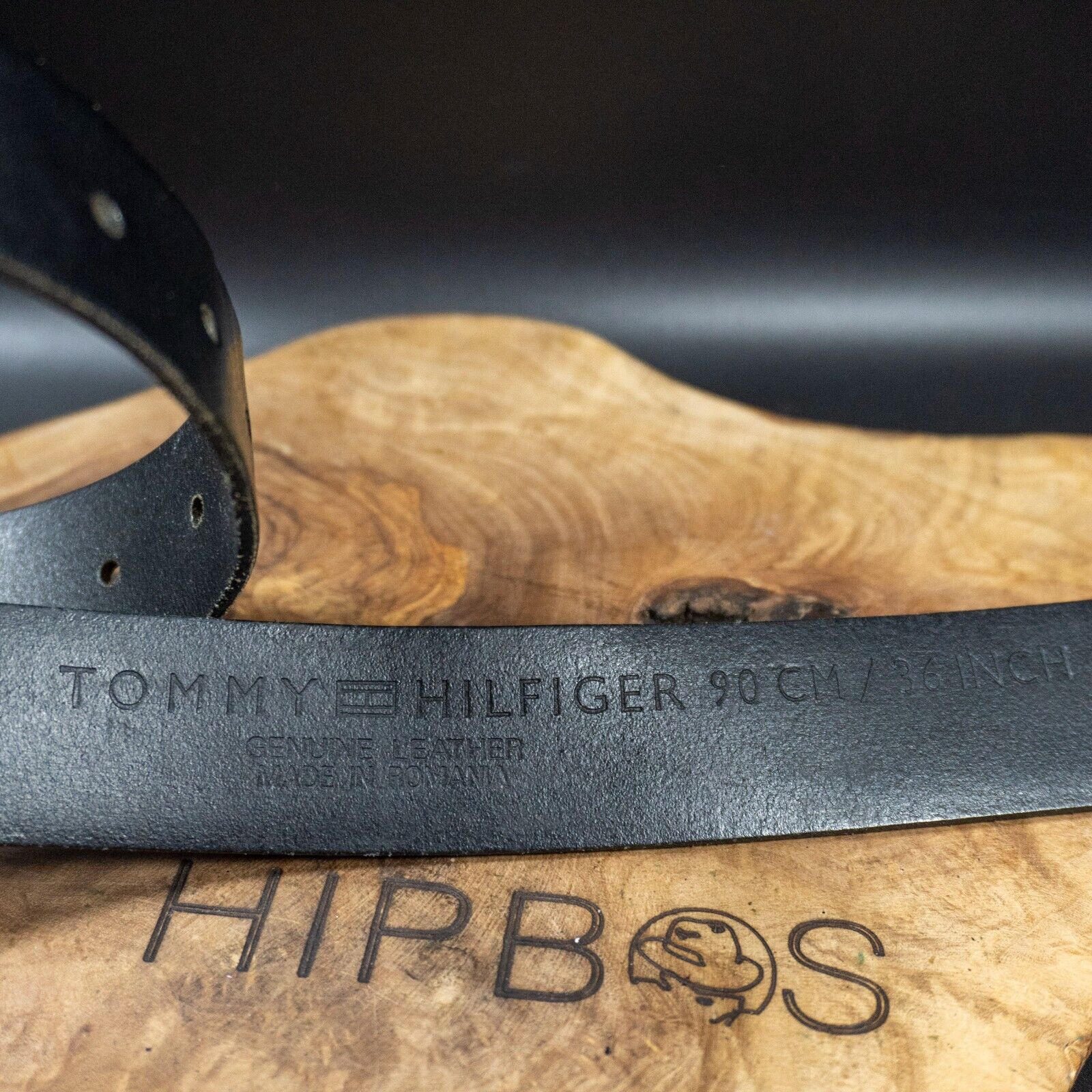 Tommy Hilfiger Mens Belt Vintage Leather Jeans Belt Black Size 36 - VintageThing