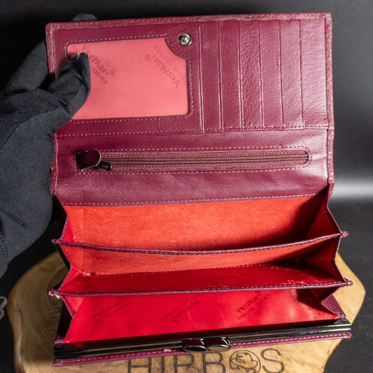 VerMari Womens Purse Wallet Snap Closure Wallet Large Size Wine Red