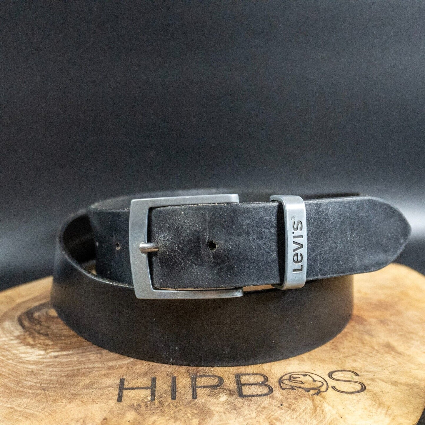 Levis Mens Belt Vintage Leather Belt Jeans Leather Belt Black Size 36 - VintageThing