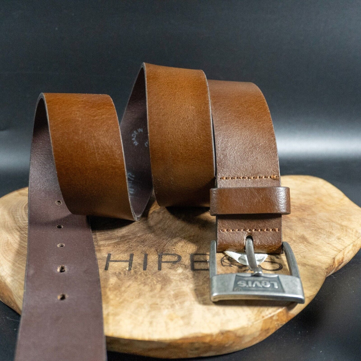 Levis Mens Belt Vintage Leather Belt Jeans Leather Belt Brown Size 34 - VintageThing