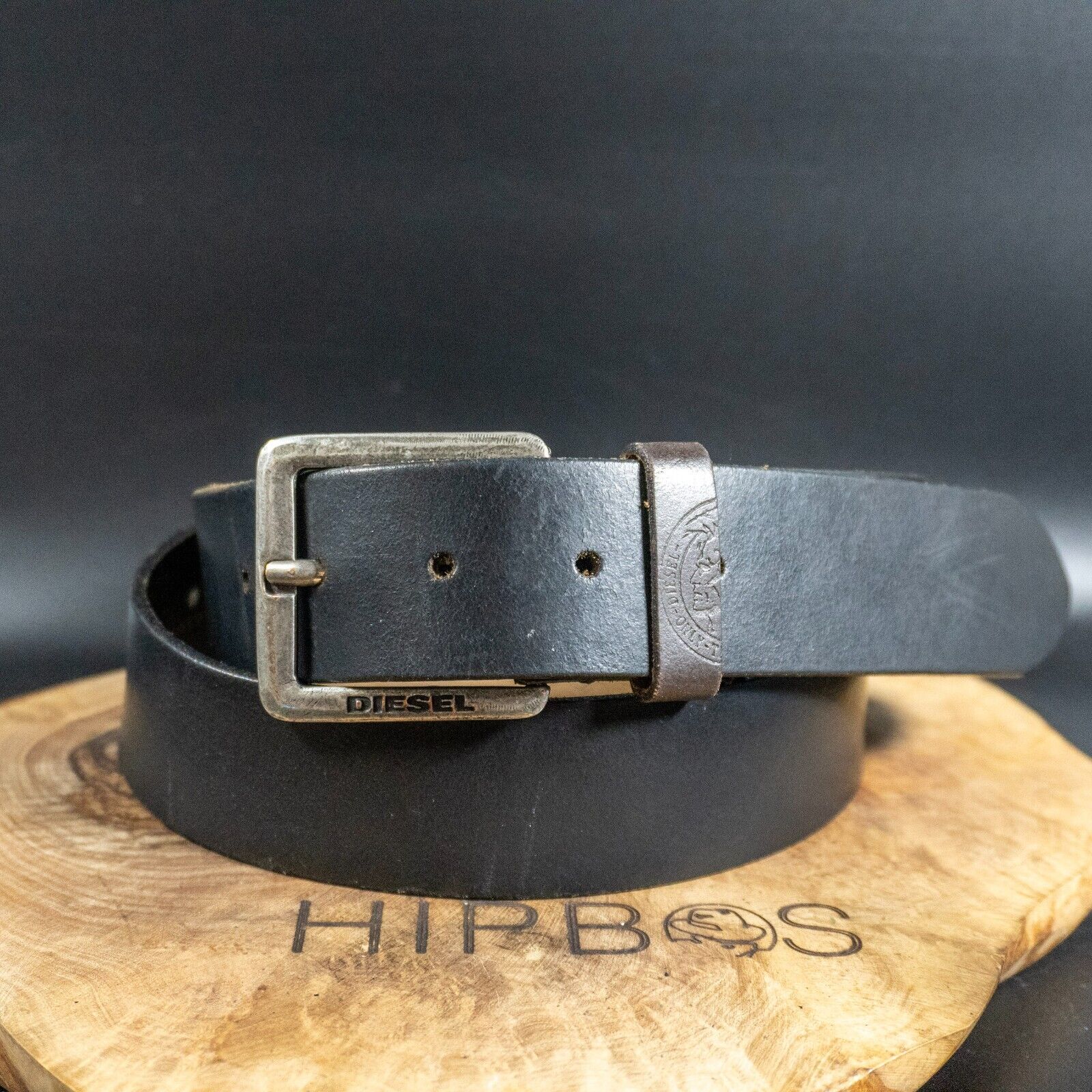 Diesel Mens Belt Vintage Leather Jeans Belt Black Size 38 - VintageThing